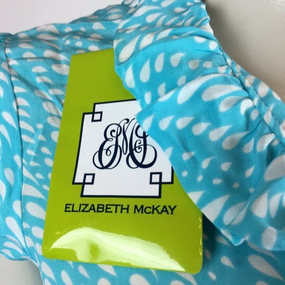 Elizabeth‎ McKay Short Sleeve Silk Blouse Top Blue - Picture 5 of 8